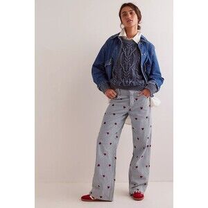 Free People We The Free Bugged Out Straight-Leg Jeans Pants Ladybug XS-26 278804